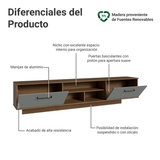 Rack Flotante para TV hasta 80 Pulgadas 218 cm 2 Puertas Marrón/Gris Agata Madesa