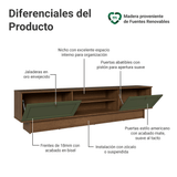 Rack para TV hasta 80 Pulgadas 218 cm 2 Puertas Marrón/Verde Vik Madesa