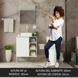 Bajo Mesada con Espejo para Baño 60 cm Blanco Madesa