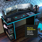 Escritorio Gamer 136 cm Negro/Azul Madesa