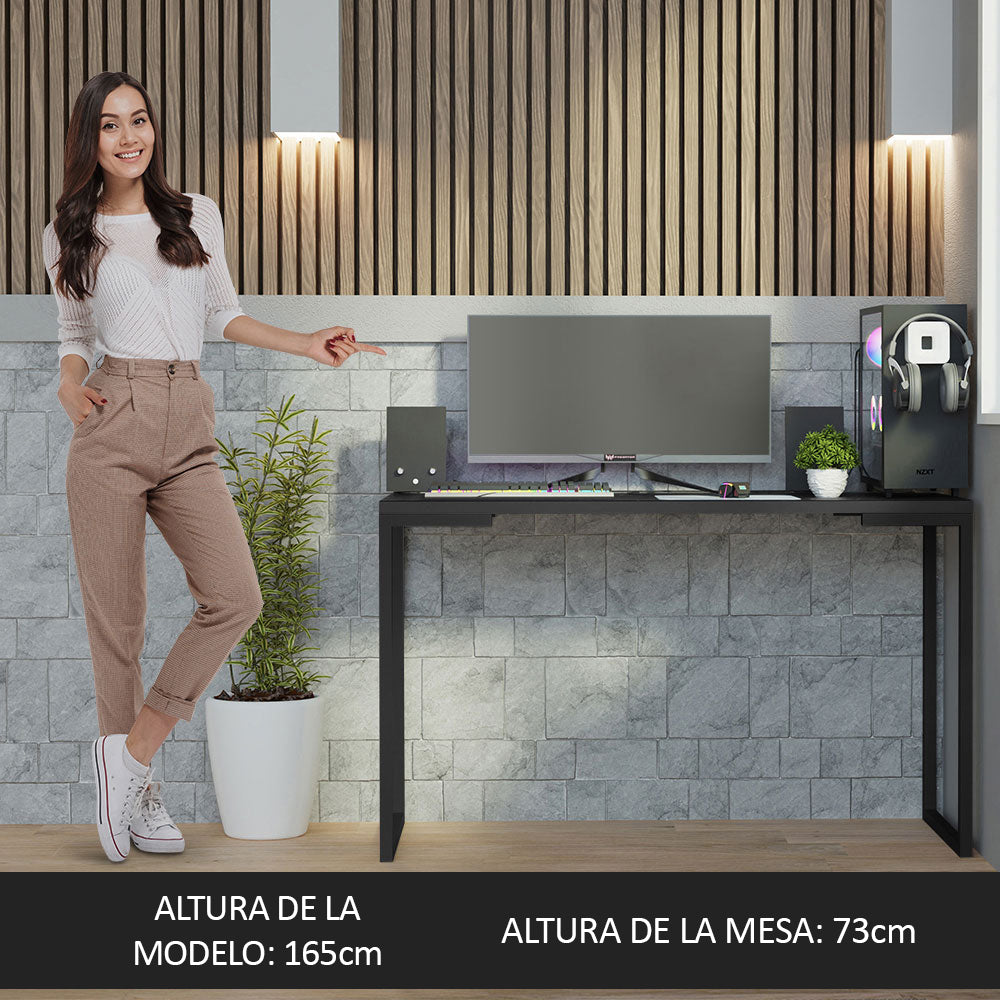 Mesa de Oficina Industrial Preta 120 cm Nero Marquina Madesa
