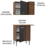 Bajo Mesada 80 cm Sin cajones 2 Puertas Marrón/Negro