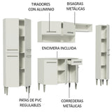 Combo Completo de Cocina 261cm Blanco Emilly Hit Madesa