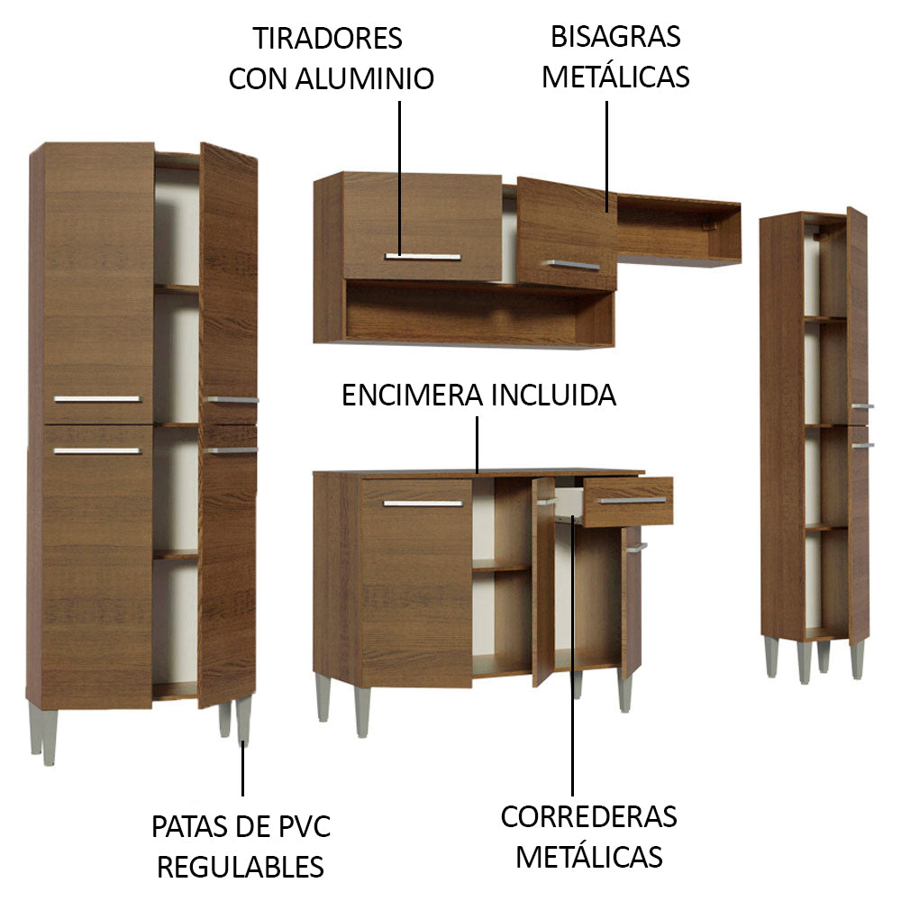 Combo completo de Cocina Emilly Hit 261cm Marrón