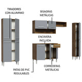 Combo Completo de Cocina 261cm Marrón/Gris Emilly Hit Madesa