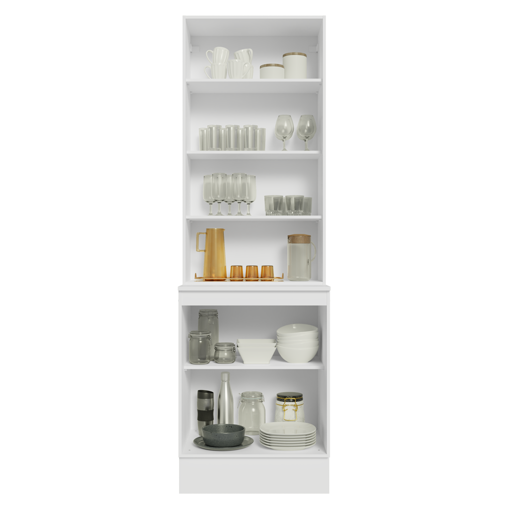 Kit Bajo Mesada + Cristalero 60 cm Smart 100% MDF Blanco/Marrón/Crema