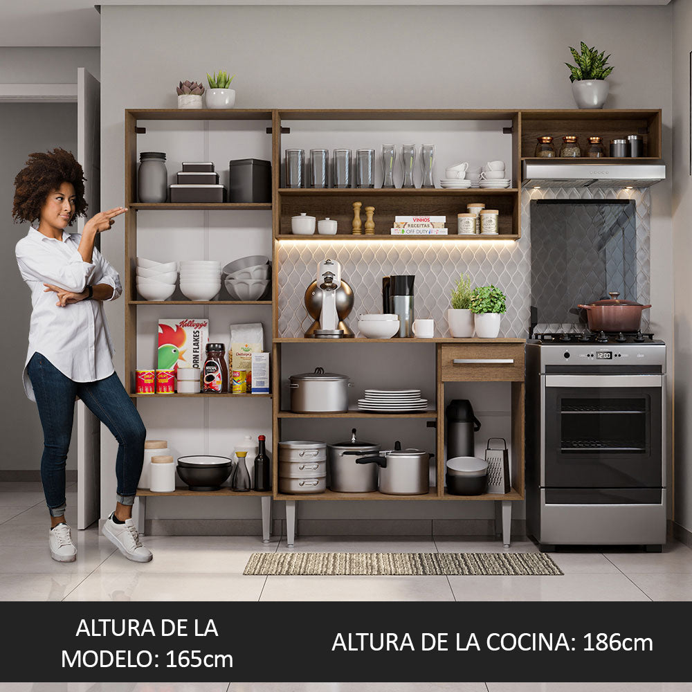 Cocina Compacta 229 cm Emilly Top Marrón/Negro