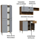 Combo completo de Cocina 229 cm 1 Cajón 9 Puertas Emilly Marrón/Gris