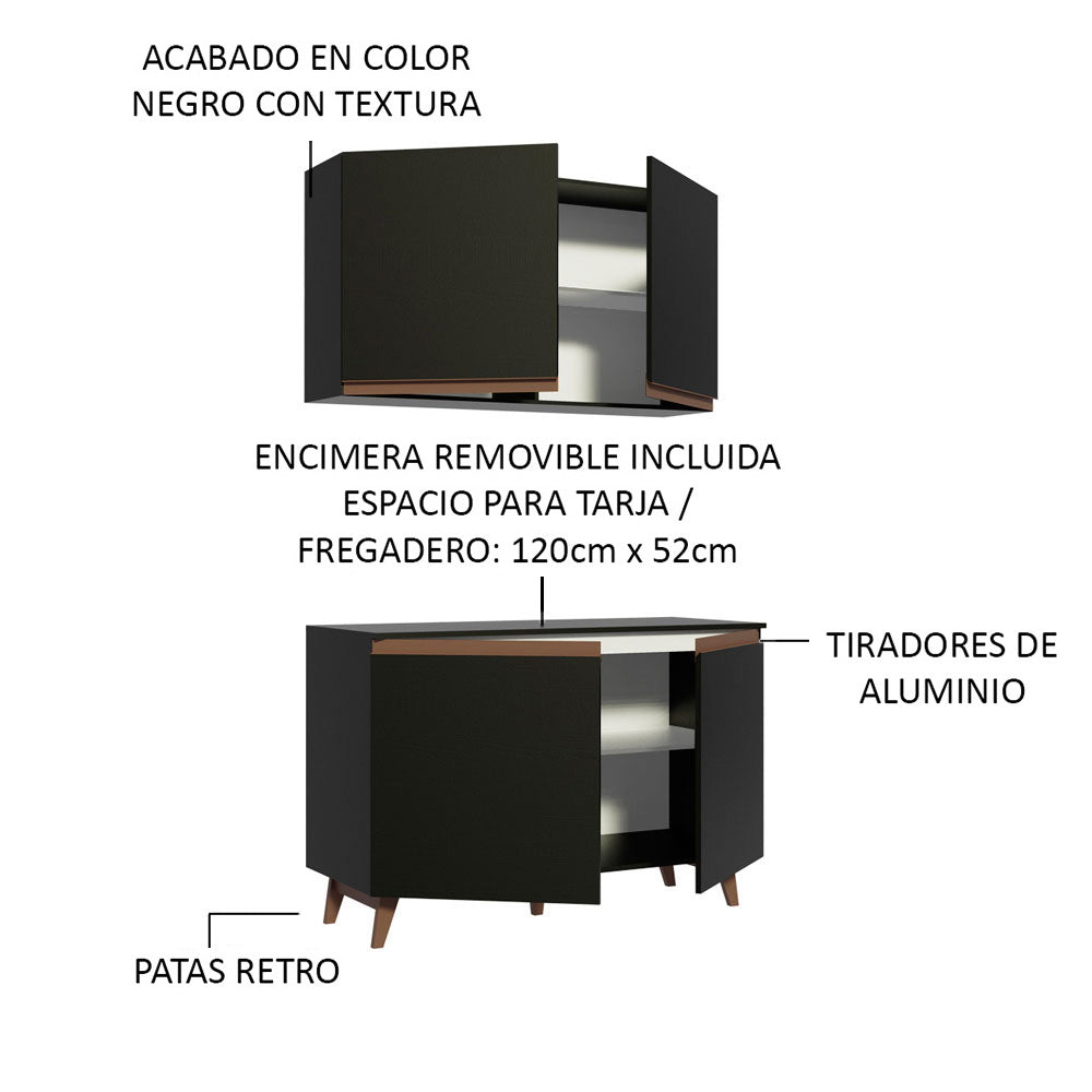 Combo completo de Cocina Reims 120 cm Negro