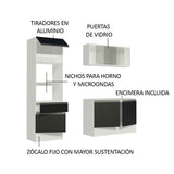 Cocina Compacta 180 cm Blanco/Negro Topazio Madesa 86