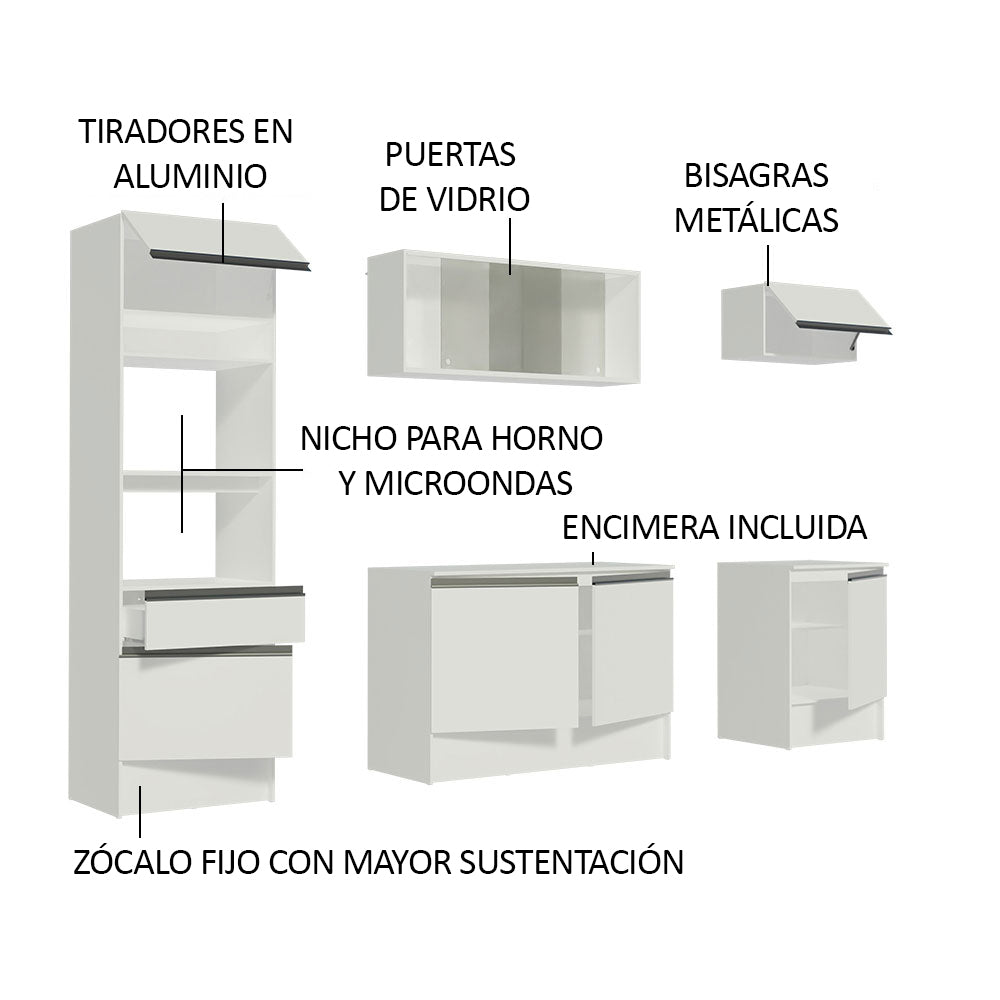 Combo completo de Cocina 240cm Blanco Topazio