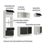 Combo Completo de Cocina 240 cm Blanco/Negro Topazio Madesa