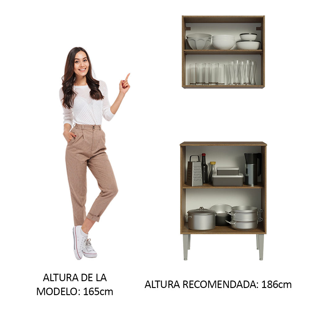 Kit Bajo Mesada con Armario 64 cm Emilly Marrón/Negro