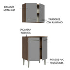 Kit Alacena y Bajo Mesada 64 cm 4 Puertas Marrón/Gris Emilly Madesa