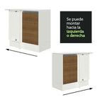 Bajo Mesada Esquinera 87 cm x 50 cm 100% MDF 1 Puerta Blanco/Marrón Smart Madesa