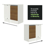 Bajo Mesada Cocina Esquinera 100% MDF con Mesada 1 Puerta Blanco/Marrón Smart Madesa