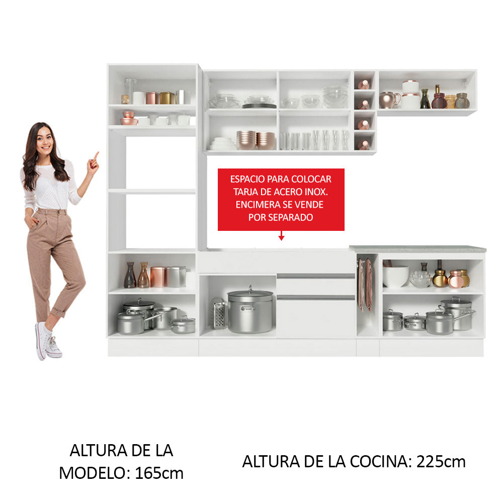Combo Completo de Cocina Vicenza 290 cm Glamy Blanco