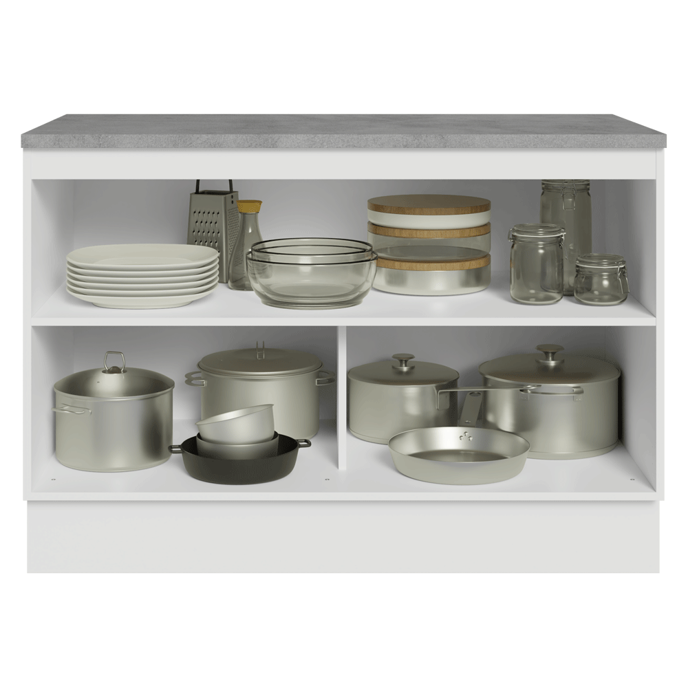 Bajo Mesada Cocina 120 x 60 cm 2 Puertas (Con Mesada) Blanco/Crema Vik Madesa