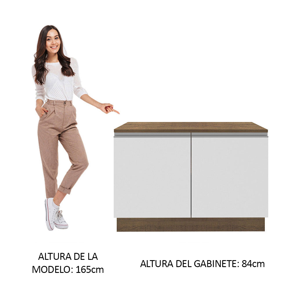 Bajo Mesada Cocina 120 x 60 cm 2 Puertas (Con Mesada) Marrón/Blanco Glamy Madesa