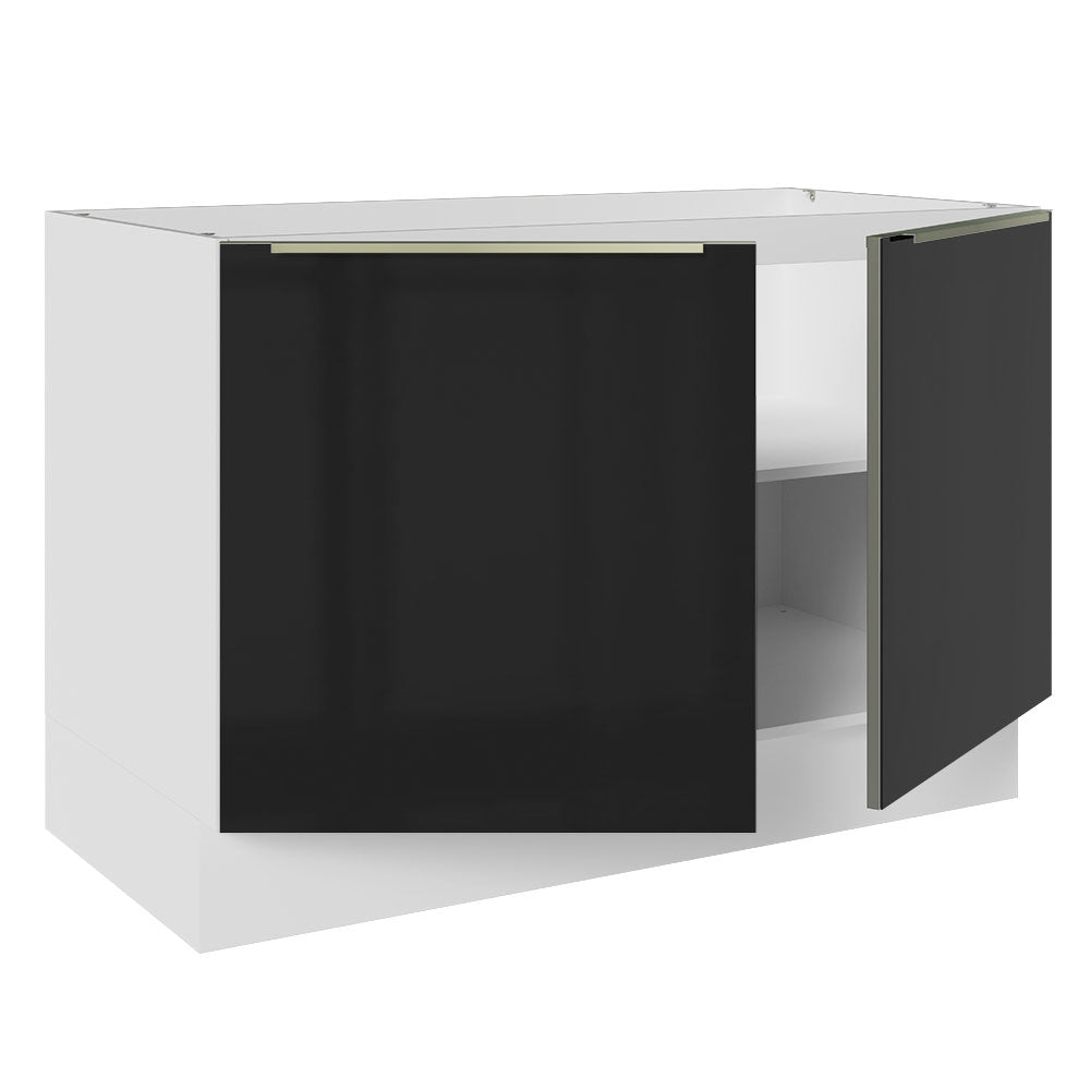 Bajo Mesada Cocina 120 cm  x 60 cm, 2 Puertas Lux Blanco/Negro
