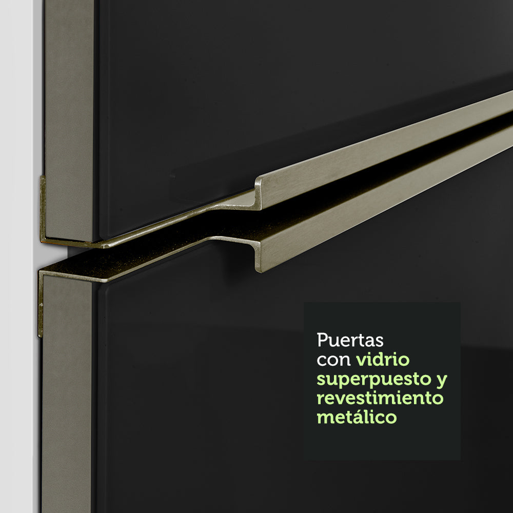 Bajo Mesada para Bacha 120 cm x 60 cm, 2 Puertas (Con Mesada) Lux Blanco/Negro