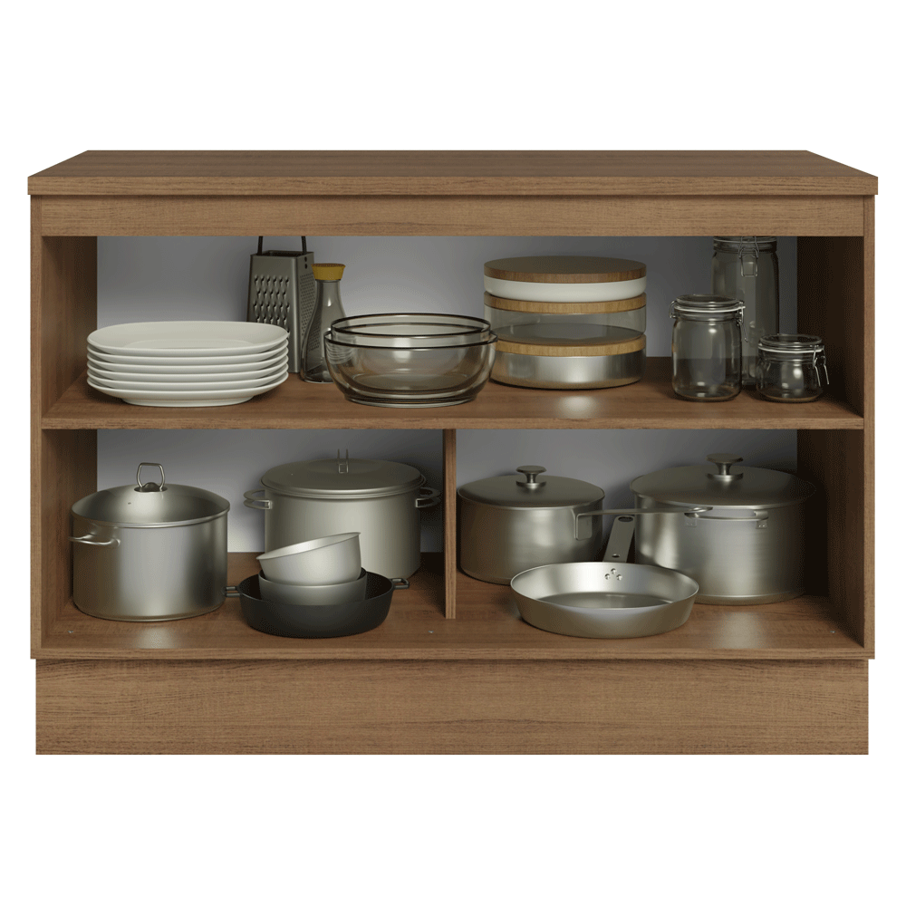 Bajo Mesada Cocina120 x 60 cm 2 Puetas (Con Mesada) Marrón/Crema Vik Madesa