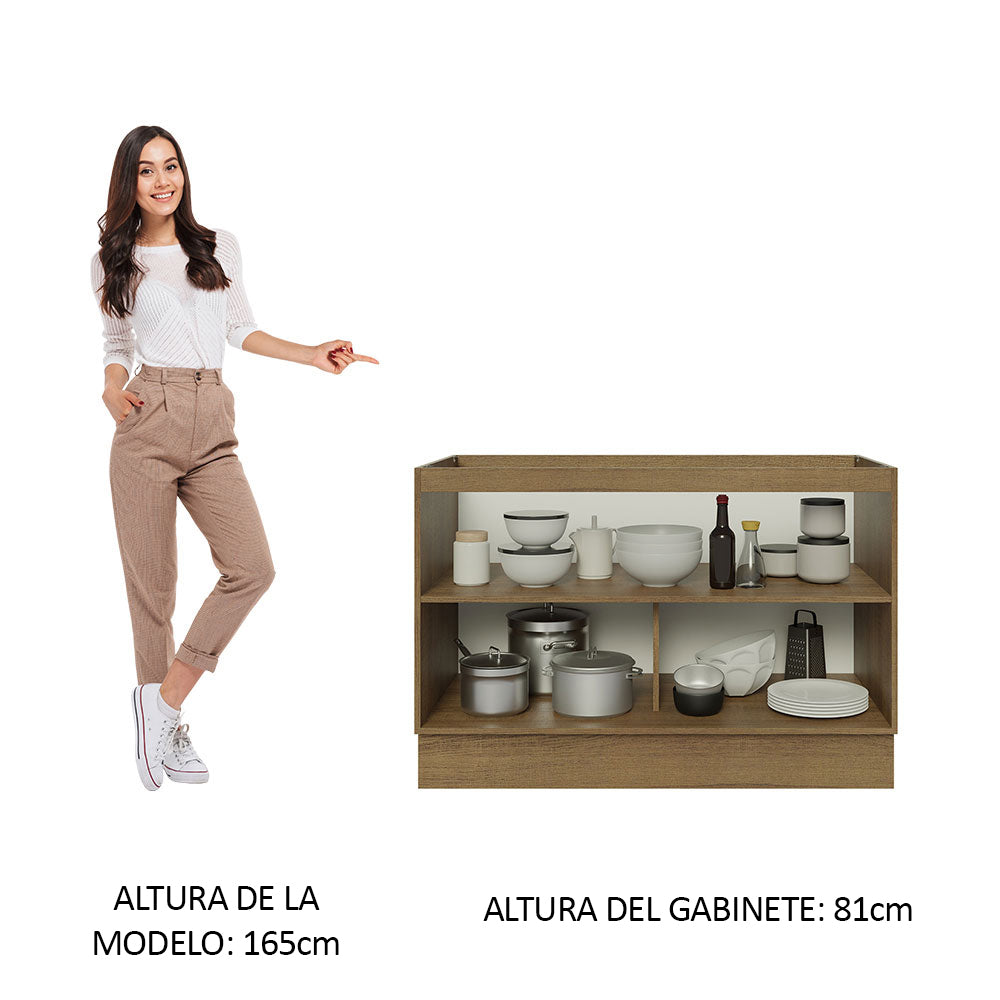 Bajo Mesada 120 cm x 60 cm, 2 Puertas Lux Marrón/Negro