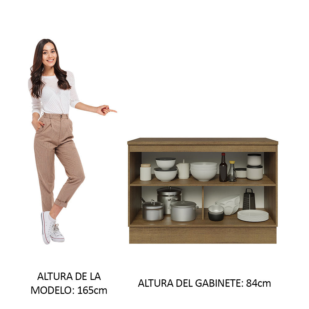 Bajo Mesada Cocina 120 cm x 60 cm, 2 Puertas (Con Mesada) Lux Marrón/Negro