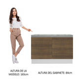 Bajo Mesada Cocina 120 x 60 cm 2 Puertas (Con Mesada) Blanco/Marrón Glamy Madesa