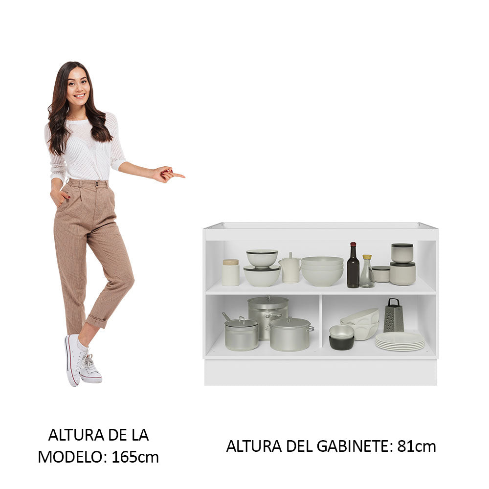Bajo Mesada Cocina 120 cm x 60 cm, Sin cajones 2 Puertas Lux Blanco/Blanco