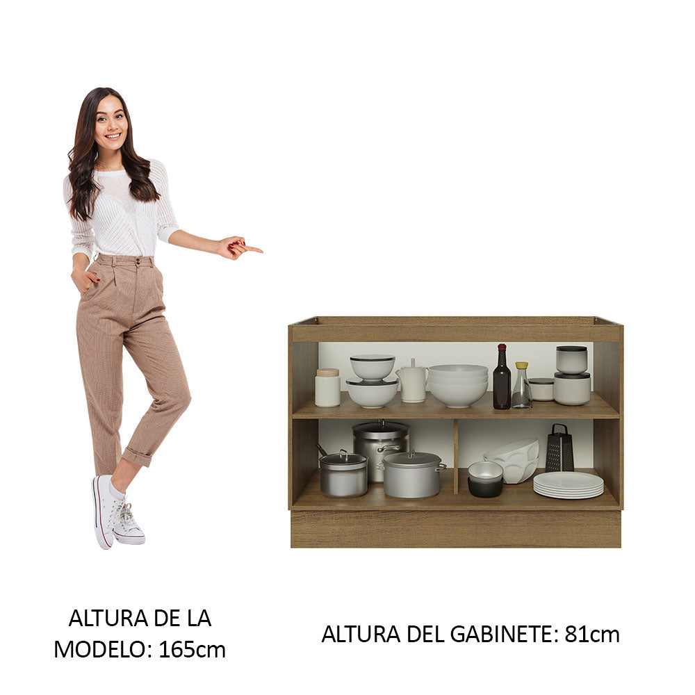 Bajo Mesada 120 cm  x 60 cm, Sin cajones 2 Puertas Lux Marrón/Blanco