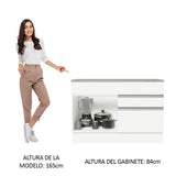 Bajo Mesada Cocina 120 x 60 cm 1 Puerta 2 Cajones Blanco (Con Mesada) Glamy Madesa