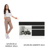 Bajo Mesada Cocina 120 x 60 cm 1 Puerta 2 Cajones Blanco/Negro (Sin Mesada) Glamy Madesa