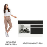 Bajo Mesada Cocina 120 x 60 cm 1 Puerta 2 Cajones Blanco/Negro (Con Mesada) Glamy Madesa