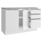 Bajo Mesada 120 x 60 cm 2 Puertas 3 Cajones (Con Mesada) e Blanco Glamy Madesa