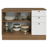 Bajo Mesada de Cocina 120 x 60 cm 2 Puertas 3 Cajones (con Mesada) Marrón/Blanco Vik Madesa