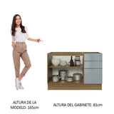 Bajo Mesada Cocina 120 cm x 60 cm, 3 Cajones 2 Puertas Lux Marrón/Gris