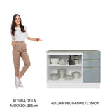 Bajo Mesada Cocina 120 cm x 60 cm, 3 Cajones 2 Puertas Lux Blanco/Gris