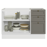 Bajo Mesada de Bacha 120 x 60 cm 2 Puertas 3 Cajones (Sin Mesada) Blanco/Gris Vik Madesa