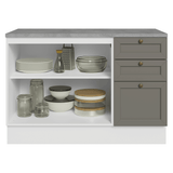 Bajo Mesada de Cocina 120 x 60 cm 2 Puertas 3 Cajones (con Mesada) Blanco/Gris Vik Madesa
