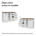 Bajo Mesada 120 x 60 cm 2 Puertas 3 Cajones Blanco/Marrón Agata Madesa
