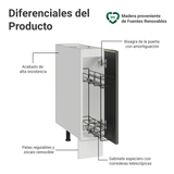 Especiero 20 cm X 60 cm, 1 puerta (Sin Mesada) Blanco/Negro Lux Madesa