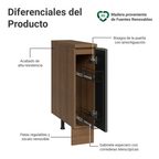 Bajo Mesada 20 x 60 cm 1 Puerta (Con Mesada) Especiero Marrón/Negro Lux Madesa