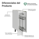 Especiero 20 cm X 60 cm, 1 puerta (Sin Mesada) Blanco aterciopelado Lux Madesa