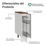 Especiero 20 cm X 60 cm, 1 puerta (Con Mesada), Blanco/Blanco Aterciopelado/Marrón Lux Madesa