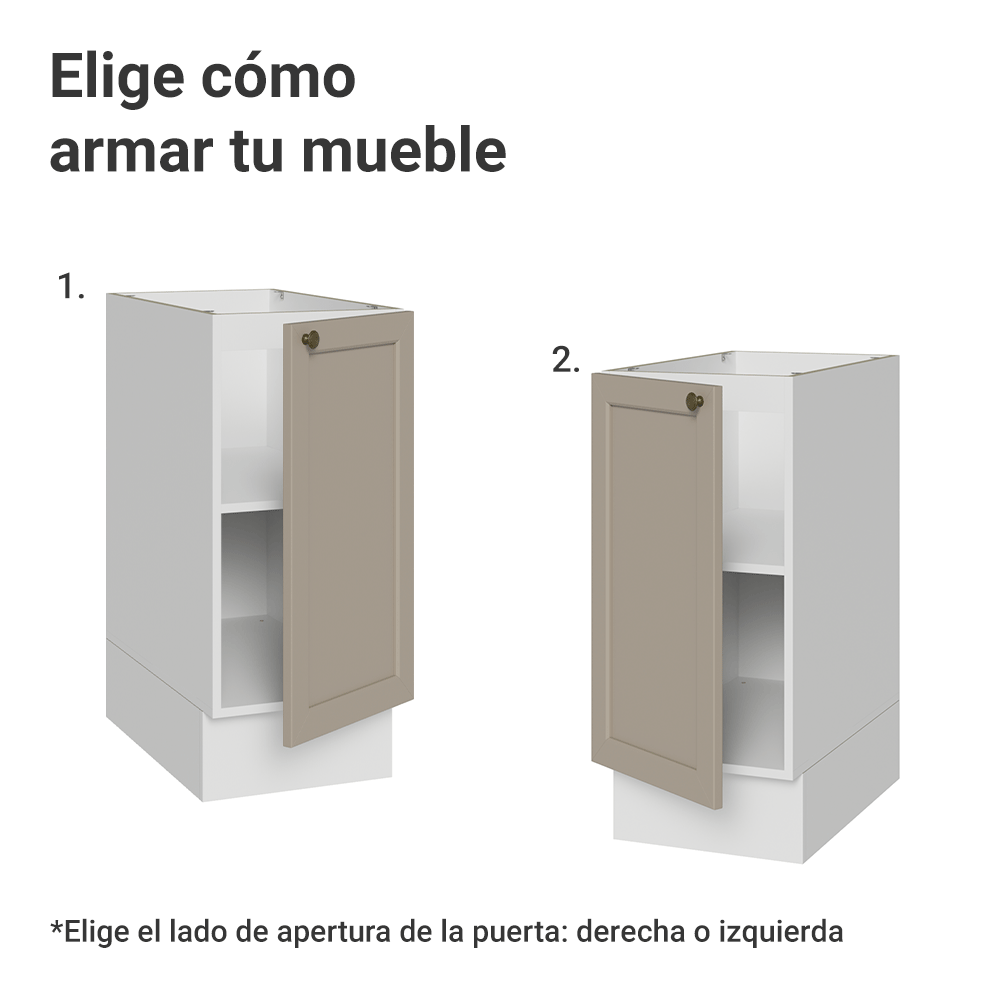 Bajo Mesada 35 x 60 cm 1 Puerta (Sin Mesada) Blanco/Crema Vik Madesa