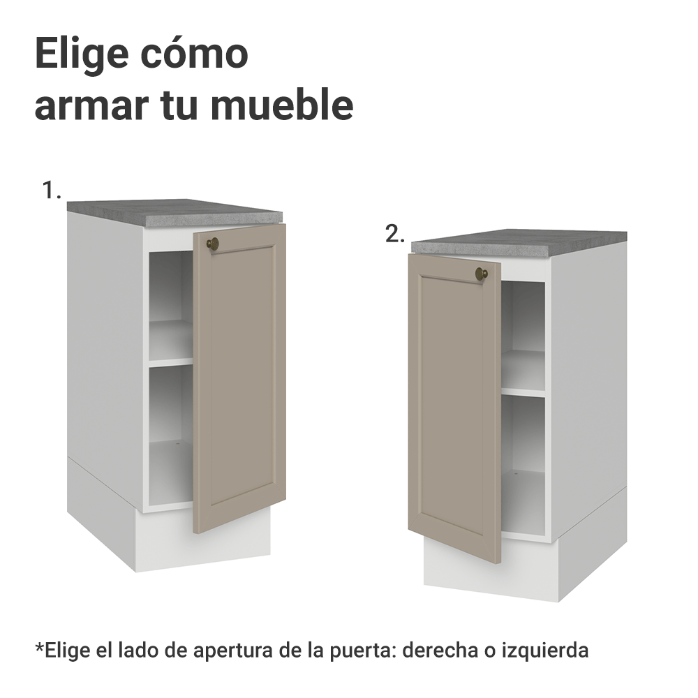 Bajo Mesada 35 x 60 cm 1 Puerta (Con Mesada) Blanco/Crema Vik Madesa