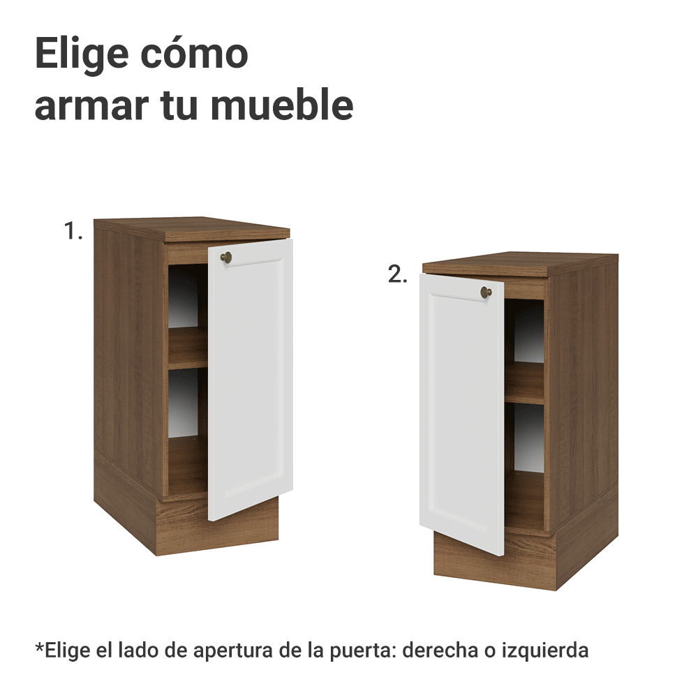 Bajo Mesada de Cocina 35 x 60 cm 1 Puerta (con Mesada) Marrón/Blanco Vik Madesa