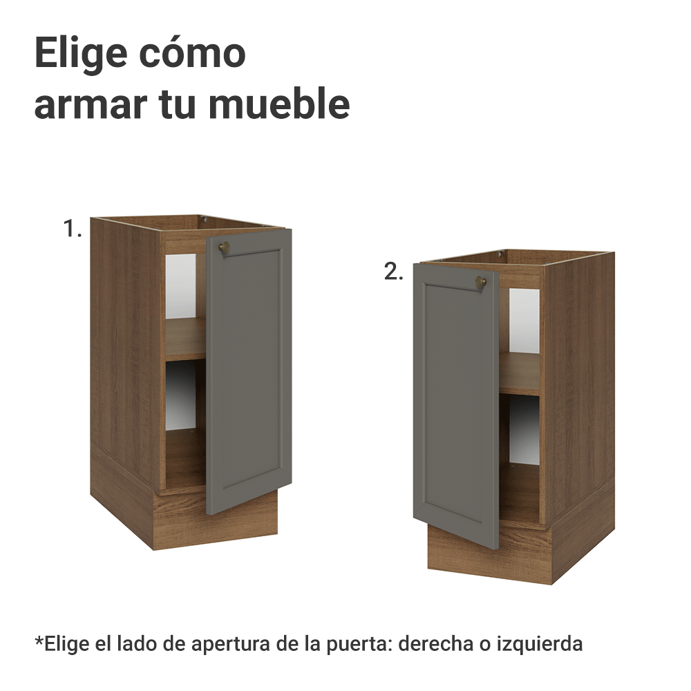 Bajo Mesada de Cocina 35 x 60 cm 1 Puerta (Sin Mesada) Marrón/Gris Vik Madesa