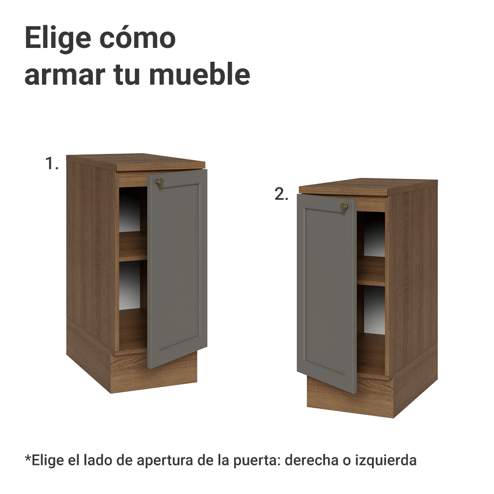 Bajo Mesada de Cocina 35 x 60 cm 1 Puerta (con Mesada) Marrón/Gris Vik Madesa